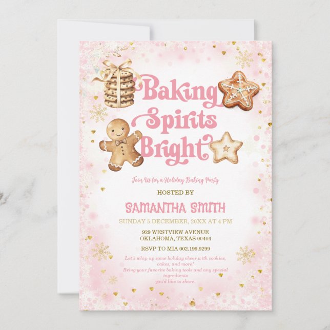 Invitation Pink Christmas Baking Spiritueux Bright Baking Par (Devant)