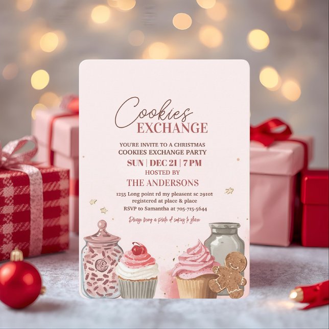 Invitation Pink Christmas Cookie Exchange (Créateur téléchargé)
