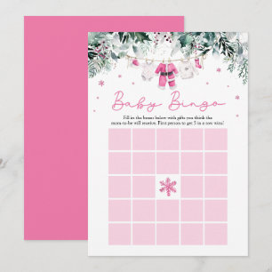 Invitation Pink Christmas Père Noël Baby Bingo Baby shower Je