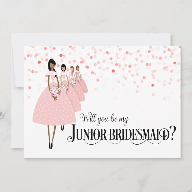 Invitation Pink Confetti Be My Junior Bridesmaid Ethnie (Devant)
