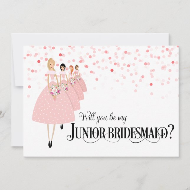 Invitation Pink Confetti Seras-Tu Ma Jeune Femme D'Accueil (Devant)