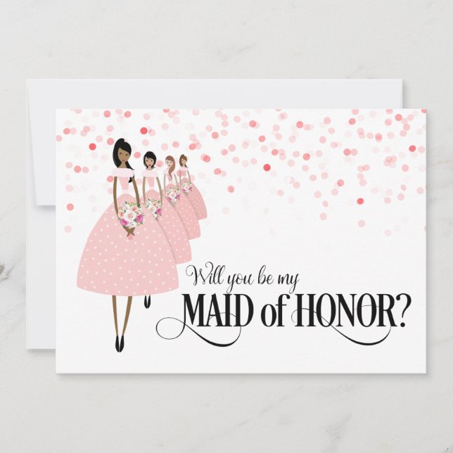 Invitation Pink Confetti Serez-vous ma servante d'honneur Eth (Devant)