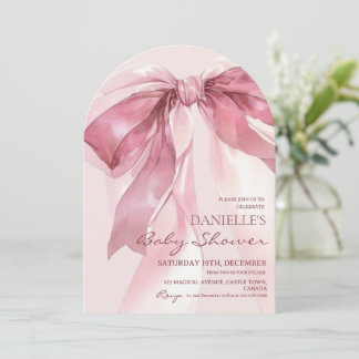 Invitation Pink Coquette Bow Baby Girl Shower