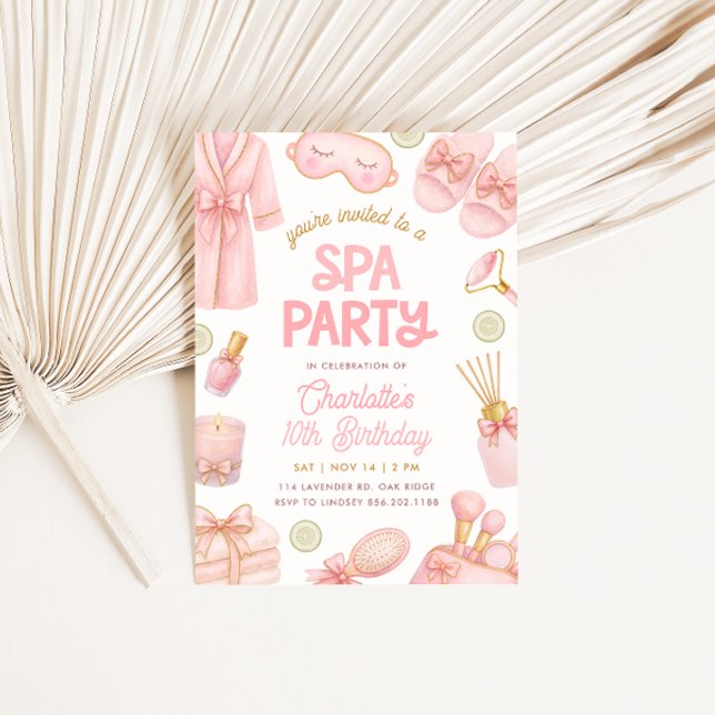 Invitation Pink Coquette Spa Party Birthday (Créateur téléchargé)