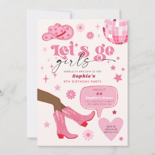 Invitation Pink Cowgirl Anniversaire Fête Allons les filles