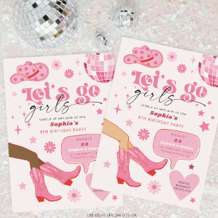 Invitation Pink Cowgirl Anniversaire Fête Allons les filles