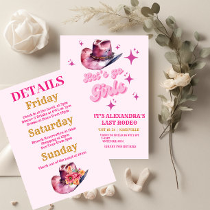 Invitation Pink Cowgirl Nashville Let's Go Girls Bachelorette