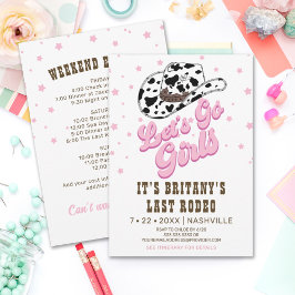 Invitation Pink Cowgirl Nashville Let's Go Girls Bachelorette