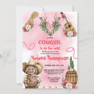 Invitation Pink Cowgirl Western Baby Shower 