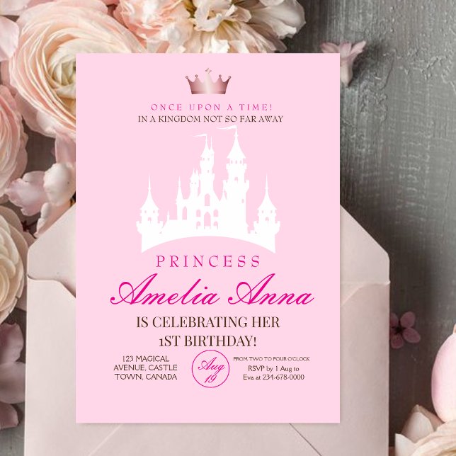 Invitation Pink Crow Princess 1st Birthday Party  (Créateur téléchargé)