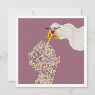 Invitation Pink Dazzling Style Glam Fashion Art Card