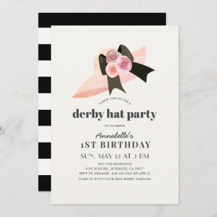 Invitation Pink Derby Casquette Rose 1er anniversaire