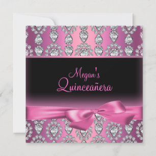 Invitation Pink Diamond & Bow Quinceañera