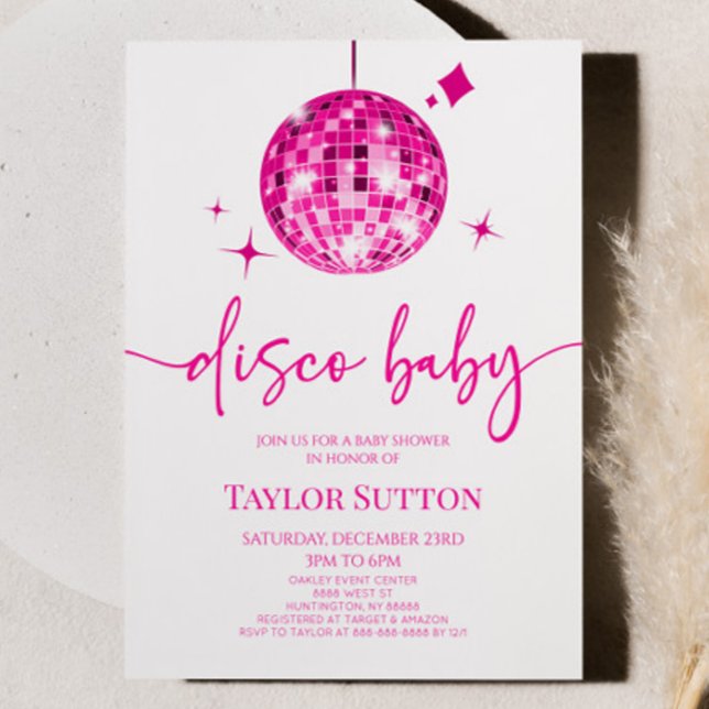 Invitation Pink Disco Ball Disco Baby shower (Créateur téléchargé)