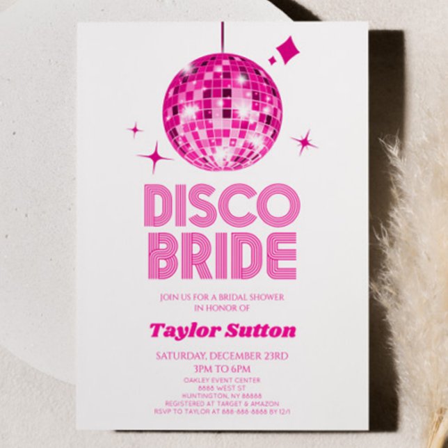 Invitation Pink Disco Ball Disco Bride Fête des mariées (Créateur téléchargé)