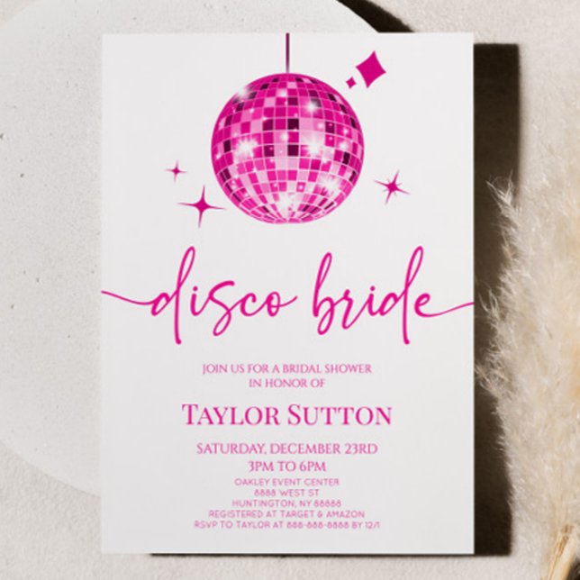 Invitation Pink Disco Ball Disco Bride Fête des mariées (Créateur téléchargé)