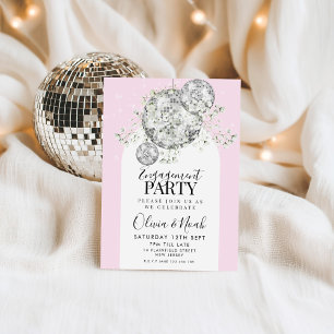 Invitation Pink Disco Ball Gypsophila Engagement Party