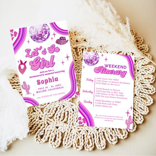 Invitation Pink Disco Cowgirl Rodeo Week-end (Créateur téléchargé)