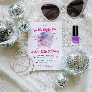 Invitation Pink Disco Double Digit 10e Anniversaire