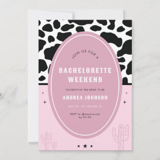 Invitation Pink Disco Space Cowgirl Bachelorette Party Cactus