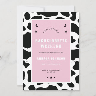 Invitation Pink Disco Space Cowgirl BachelorParty Simple