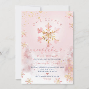 Invitation Pink Dusty Winter Little Snowflake sur le chemin