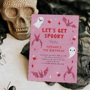 Invitation Pink Éffrayant Halloween fête d'anniversaire