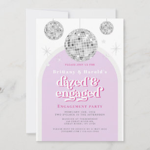 Invitation PINK Elegant Retro Disco Fiançailles photo