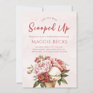 Invitation Pink Elegant Scoopup Floral Fête des mariées Invit
