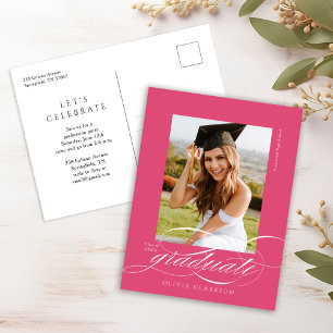 Invitation Pink Elegant Script Graduation Party