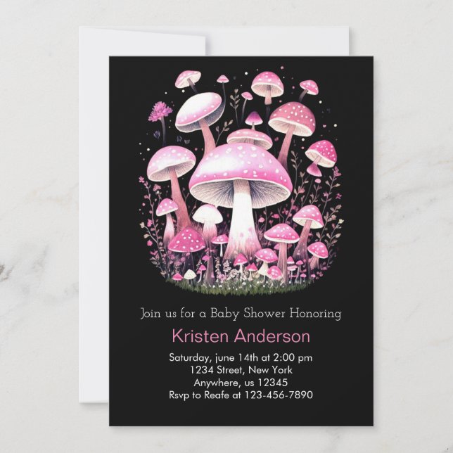 Invitation Pink Enchanted Aventure Champagne Baby shower fill (Devant)