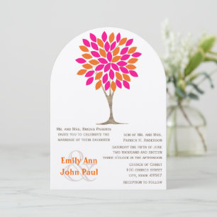 Invitation Pink et Orange Chrysanthemum Fairytale Forest