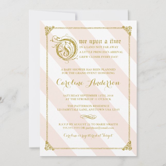 Invitation Pink Fairytale Princess Parties scintillant Invita (Devant)