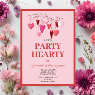 Invitation Pink Faisons la fête Coquine Saint Valentin Balloo