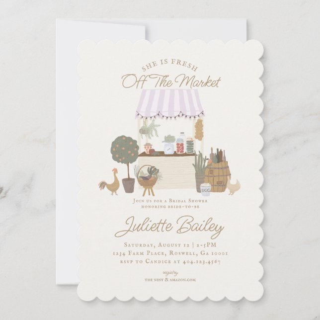 Invitation Pink Farmers Market Agriturismo Bridal Shower Invi (Devant)