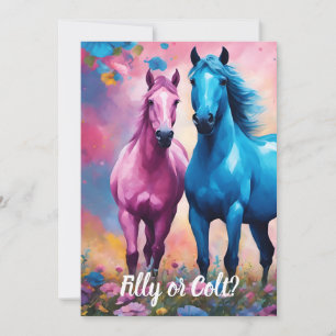 Invitation Pink Filly & Colt Bleu Style occidental Révélation