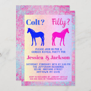 Invitation Pink Filly & Colt Bleu Style occidental Révélation
