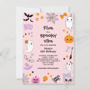 Invitation Pink Five est un anniversaire de 5 ans Halloween a