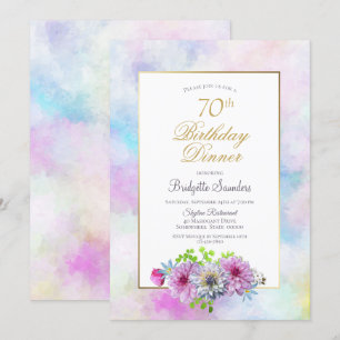 Invitation Pink Floral 70e anniversaire Dîner fête