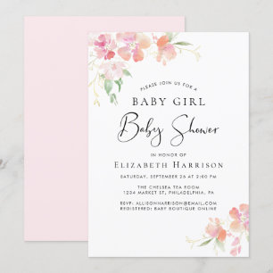 Invitation Pink Floral Baby Girl Douche