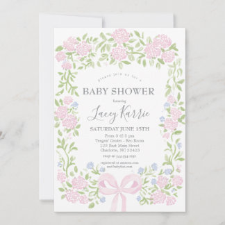 Invitation Pink Floral Baby Shower Invitation,