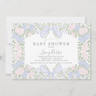 Invitation Pink Floral Baby Shower Invitation,