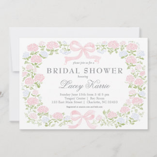 Invitation Pink Floral Baby Shower Invitation,