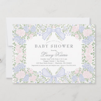 Invitation Pink Floral Baby Shower Invitation,