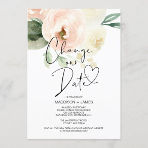 Invitation Pink Floral Changer la date de report du Mariage