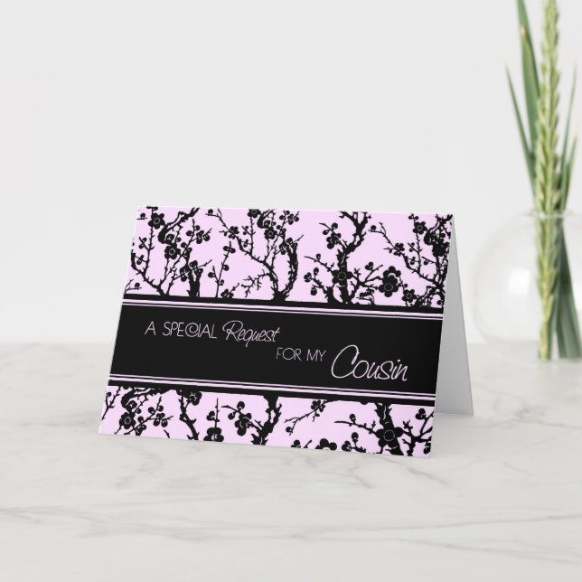 Invitation Pink Floral Cousin Bridesmaid Invite Card (Devant)