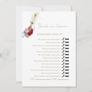 Invitation Pink Floral Devinez Qui A Dit Qu'Il Douche Jeu