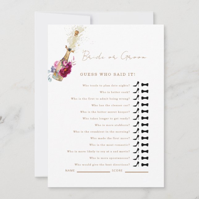 Invitation Pink Floral Devinez Qui A Dit Qu'Il Douche Jeu (Devant)