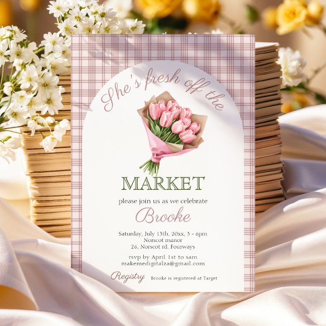 Invitation Pink floral fresh off the market Bridal Shower (Créateur téléchargé)