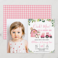 Pink Floral Grange Tracteur ferme photo Anniversai